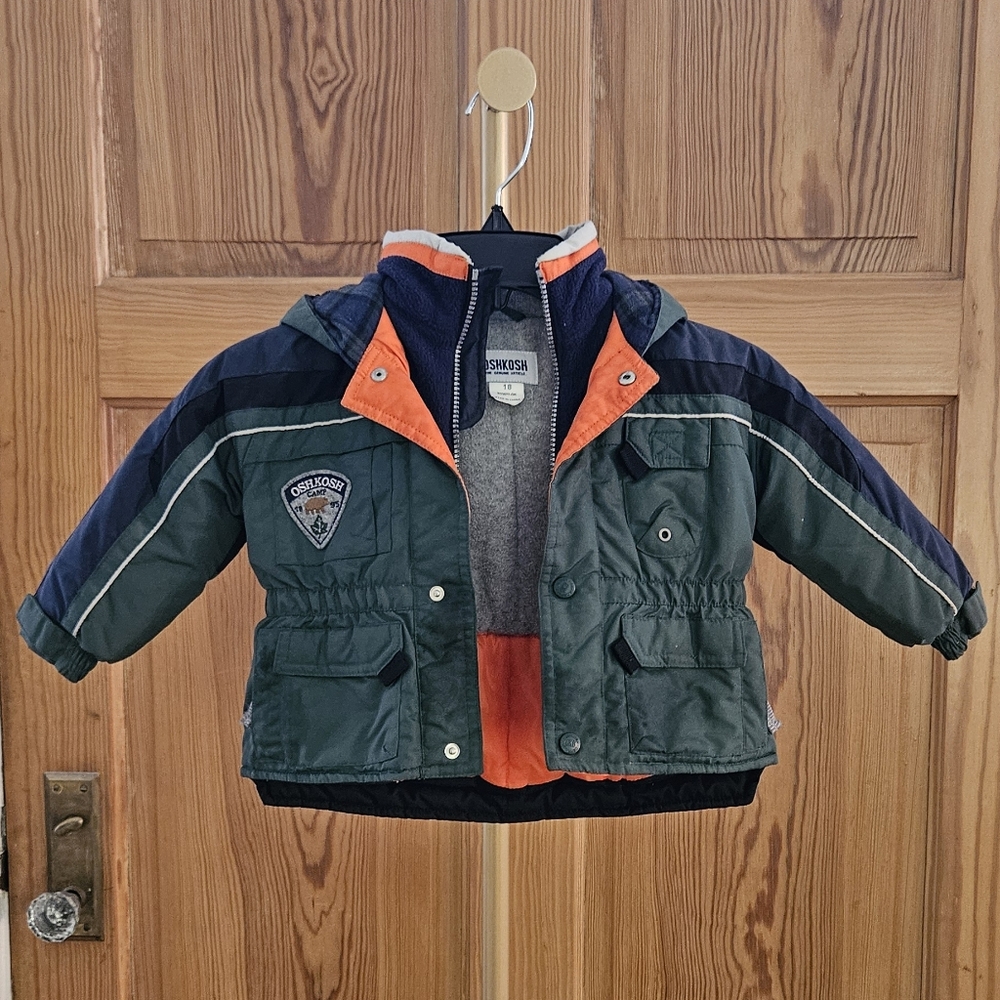 Oshkosh Boy's Winter Jacket w/Hood and Multiple Pockets Size 18 months